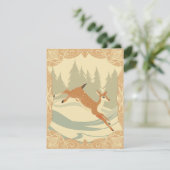 Springherten in een besneeuwde bosscène feestdagenkaart (Staand voorkant)