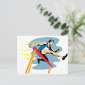springhindernissen voor atleten op het spoor en in briefkaart (Staand voorkant)