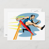 springhindernissen voor atleten op het spoor en in briefkaart (Voorkant / Achterkant)