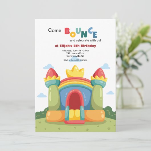 Springkasteel Feest Kaart (Staand voorkant)