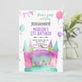 Springkasteel meisje thema uitnodiging (Staand voorkant)