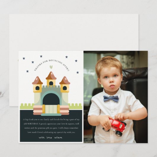 Springkasteel Pastel Kleur Spring Foto Kinderen Ve Bedankkaart (Voorkant / Achterkant)