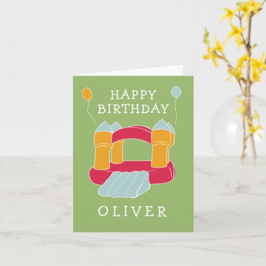 Springkasteel/springskasteel op maat kinderdesign kaart (Gele Bloem)