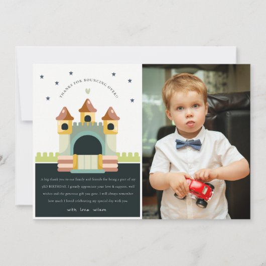 Springkasteel Sprong Foto Kinderen Verjaardag Bedankkaart (Voorkant)