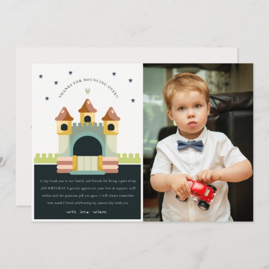 Springkasteel Sprong Foto Kinderen Verjaardag Bedankkaart (Voorkant / Achterkant)