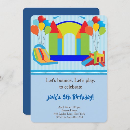 Springkasteel Verjaardagsfeest Uitnodiging (Voorkant / Achterkant)