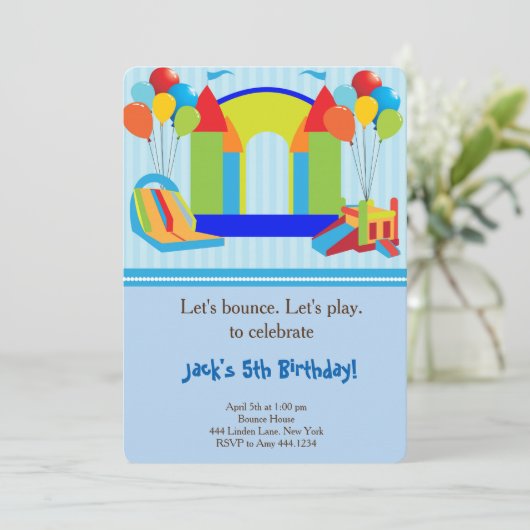 Springkasteel Verjaardagsfeest Uitnodiging (Staand voorkant)