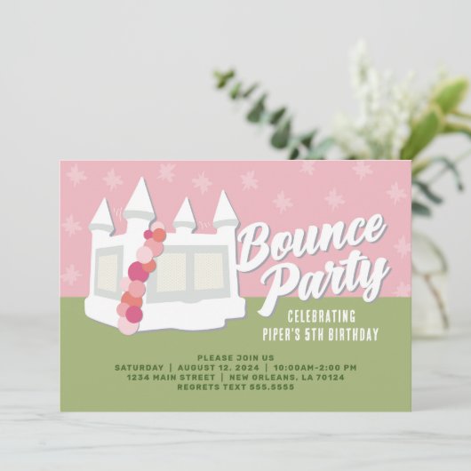 Springkasteel Verjaardagsfeestje Kaart (Staand voorkant)