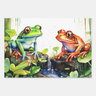 Springkikkers in het Waterverf regenwoud Inpakpapier Vel