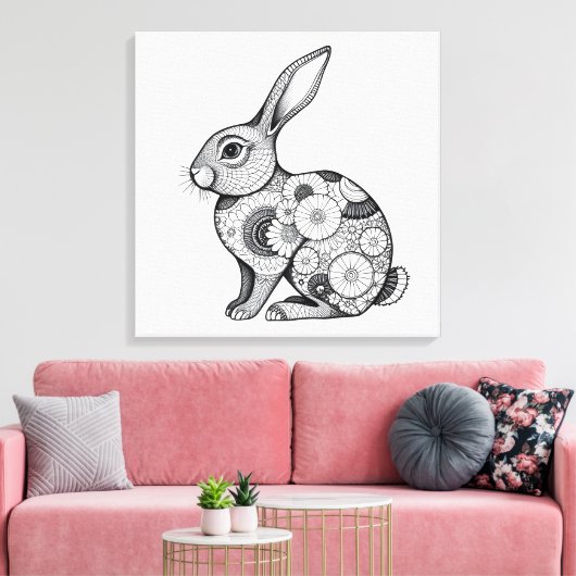 springkonijnenschets canvas afdruk (Insitu (Woonkamer))
