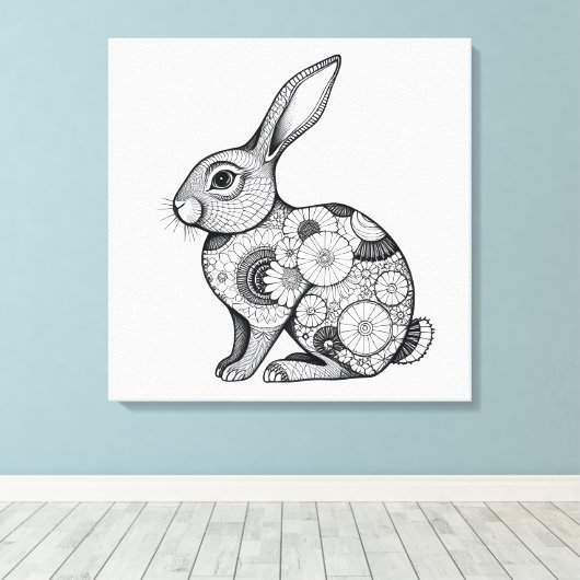 springkonijnenschets canvas afdruk (Insitu (Houten vloer))