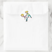 springkous ronde sticker (Tas)