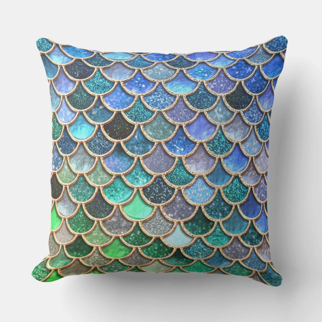 Springlike multicolor Glitter Mermaid Scales Buitenkussen (Voorkant)