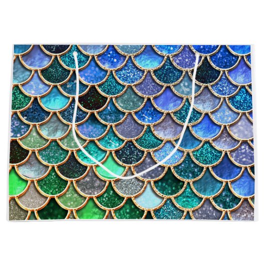 Springlike multicolor Glitter Mermaid Scales Large Cadeautasje (Voorkant)