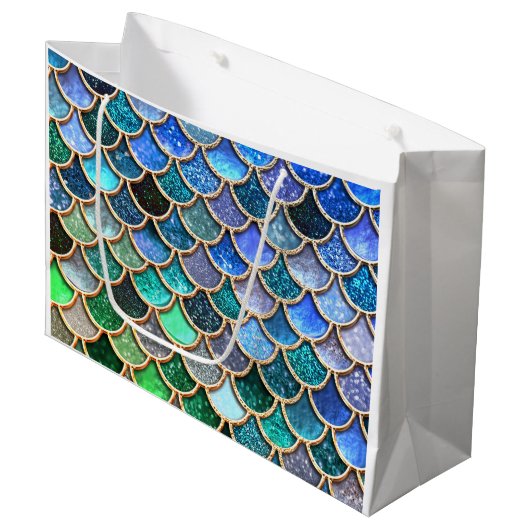 Springlike multicolor Glitter Mermaid Scales Large Cadeautasje (Voorkant Gekanteld)