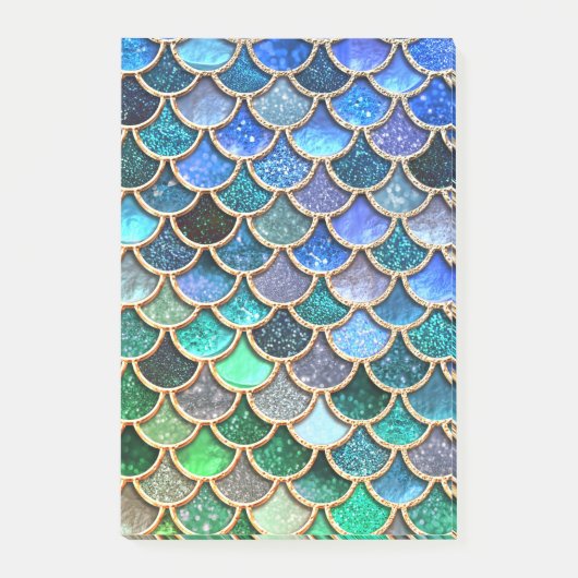Springlike multicolor Glitter Mermaid Scales Post-it® Notes (Voorkant)