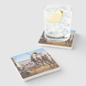 springpaard stenen onderzetter (Zijkant)