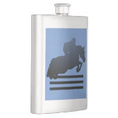Springruiter die een hindernis neemt. Flask Flacon (Rechts)