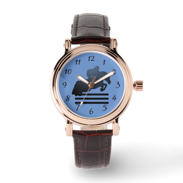  Springruiter die een hindernis neemt.      Horloge (Voorkant)