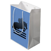  Springruiter die een hindernis neemt.      Medium Cadeauzakje (Achterkant Gekanteld)