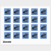 Springruiter die een hindernis neemt. Vierkante Sticker (Vel)