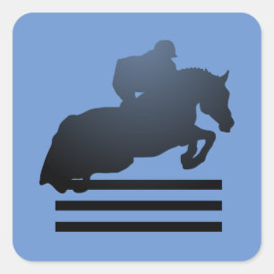  Springruiter die een hindernis neemt.    Vierkante Sticker