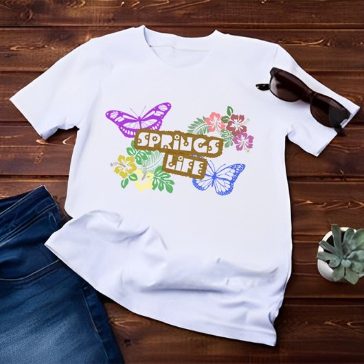 Springs Levensseizoen Kleur Bloemen & Vlinder T-shirt