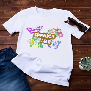 Springs Life-seizoen Kleurenbloemen en vlinders T-shirt
