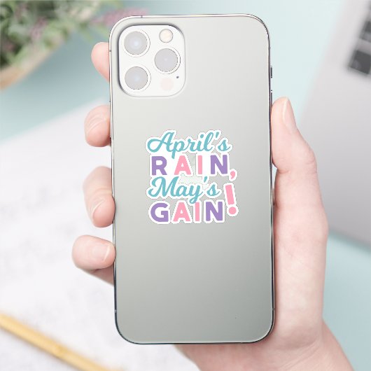 Spring's Promise - 'April's Rain, May's Gain!' Sticker (Telefoon)