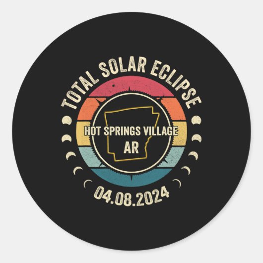 Springs Village Totale Zonsverduistering 2024 Apri Ronde Sticker (Voorkant)