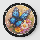 Spring's Whisper" - Blauwe Vlinder Bloemen Grote Klok (Voorkant)