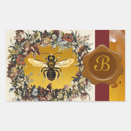 SPRINGSTROMEN HONIEN BEEKEEPER BROWN WAX SEAL RECHTHOEKIGE STICKER (Voorkant)