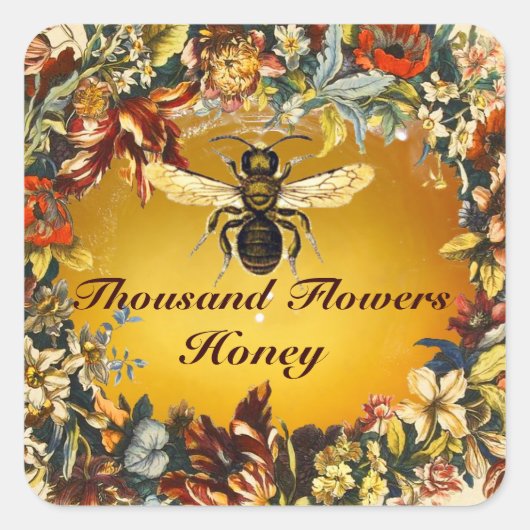 SPRINGSTROMEN HOOGTE / BEEKEEPER VIERKANTE STICKER (Voorkant)