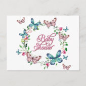SPRINGSTROOMBUTTERFLY WREATH BABY SHOWER UITNODIGING BRIEFKAART (Voorkant)
