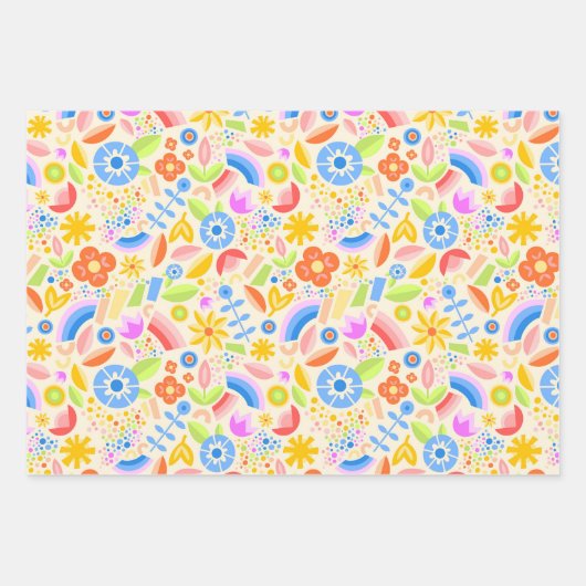 Springtijdregenbogen en -Stippen Inpakpapier Vel (Voorkant)