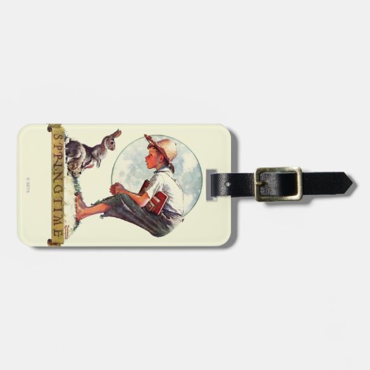 Springtime, 1935 jongen met bunny bagagelabel (Voorkant horizontaal)