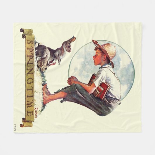 Springtime, 1935 jongen met bunny fleece deken (Voorkant (Horizontaal))