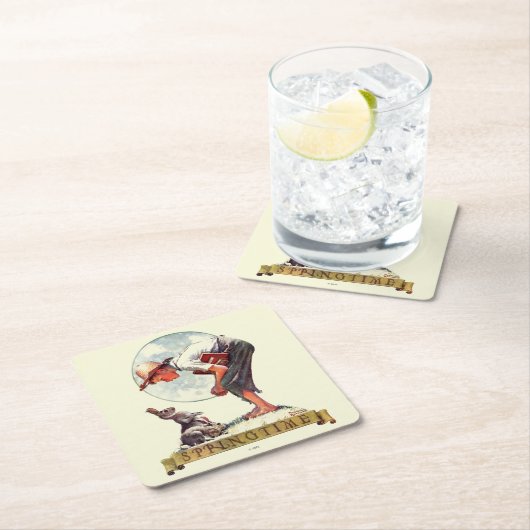 Springtime, 1935 jongen met bunny kartonnen onderzetters (Insitu)