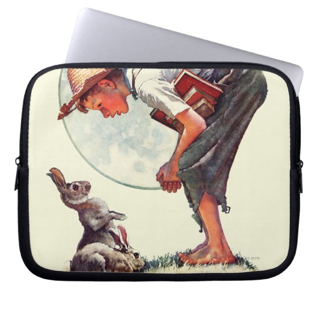 Springtime, 1935 jongen met bunny laptop sleeve (Voorkant)