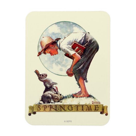 Springtime, 1935 jongen met bunny magneet (Verticaal)