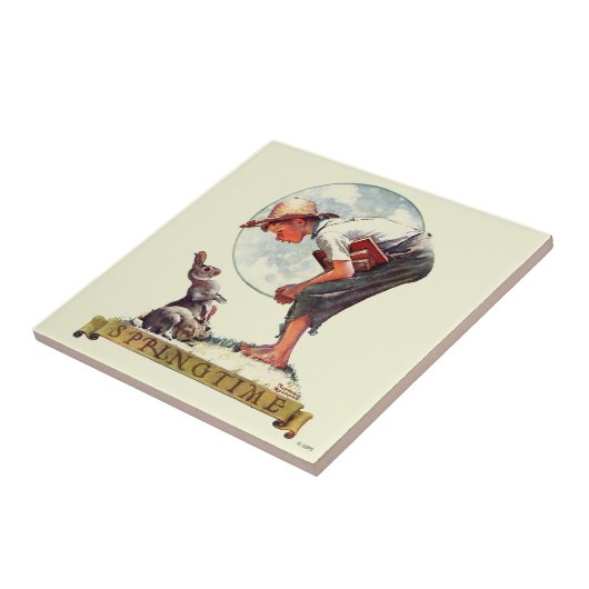 Springtime, 1935 jongen met bunny tegeltje (Zijkant)
