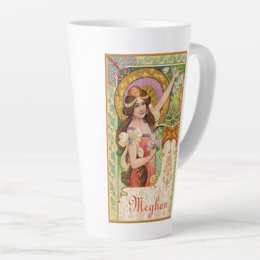 Springtime Art Nouveau Large Latte Mok (Rechterhoek)