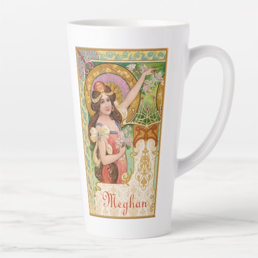 Springtime Art Nouveau Large Latte Mok (Rechts)