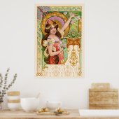Springtime Art Nouveau Poster (Keuken)
