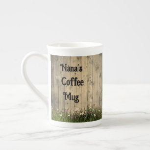 Springtime Bloemen op Hout Gepersonaliseerd Porselein Kop