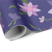 Springtime Bloemen patroon op blauwe achtergrond Cadeaupapier (Rol Hoek)