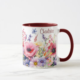 Springtime Bloemen toevoegen Naam Cadeau Koffie Mok