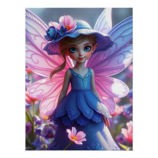 Springtime Bluebell Fairy Art Perfect Poster (Voorkant)