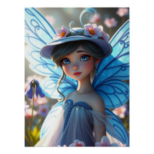 Springtime Bluebell Fairy Art Perfect Poster