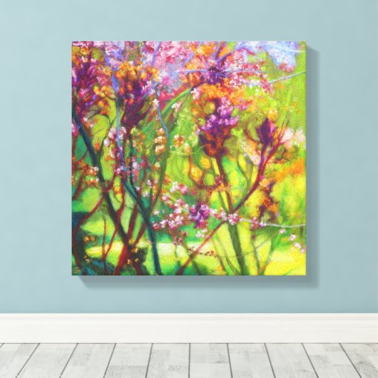 Springtime-bomen, impressionistisch boslandschap canvas afdruk (Insitu (Houten vloer))